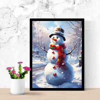 Póster Poster alegre de Snowman Wall Decour
