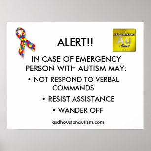 Póster POSTER "ALERT" de ASD Houston Autism