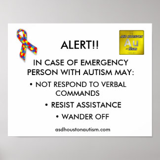 Póster POSTER "ALERT" de ASD Houston Autism