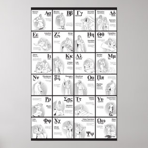 Póster Poster alfabético griego ilustrado