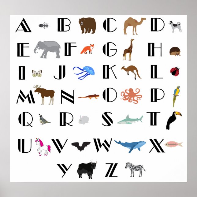 Póster Poster Alphabet Animal. (Frente)