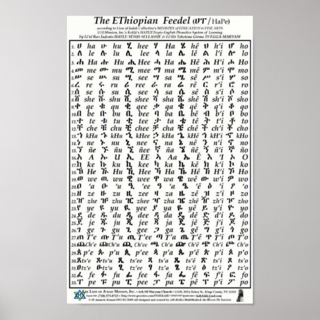 Póster Poster amárico de Fidel Feedel Alphabet (Frente)