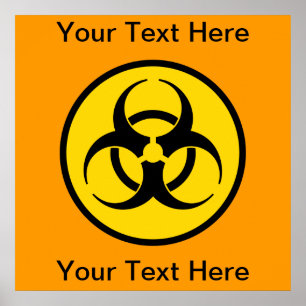 Póster Poster amarillo del símbolo del Biohazard