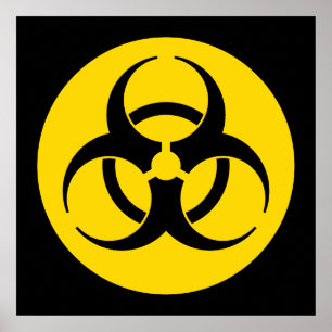 Póster Poster amarillo del símbolo del Biohazard