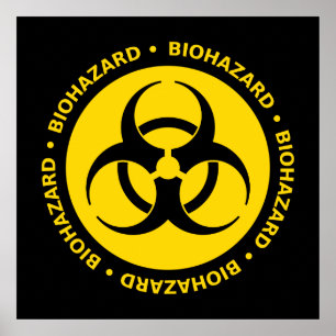 Póster Poster amarillo del símbolo del Biohazard