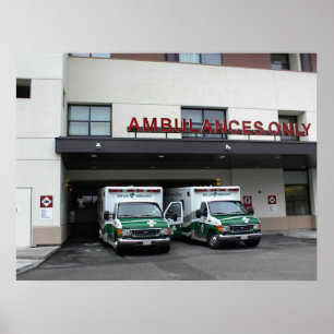 Póster Poster: - Ambulancias en el hospital de las