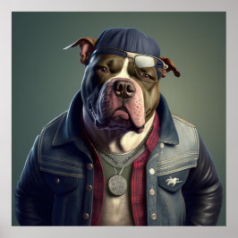 Póster Poster Americano Bully Hipster Dog