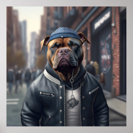 Póster Poster Americano Bully Hipster Dog