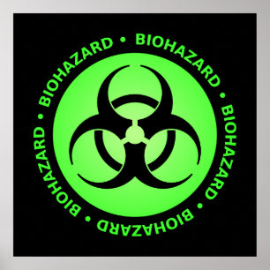 Póster Poster amonestador del Biohazard verde