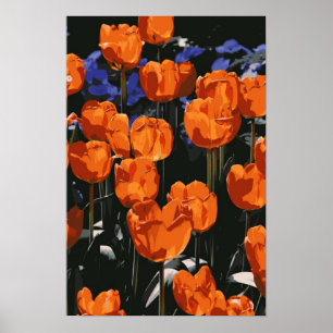Póster Poster anaranjado de los tulipanes