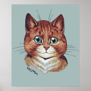 Póster Poster anaranjado del gato de Tabby de Louis Wain
