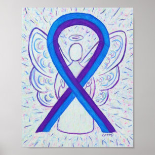Póster Poster Angel de Cinta de Conciencia Azul y Púrpura