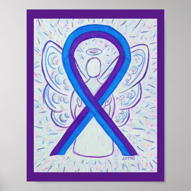 Póster Poster Angel de Cinta de Conciencia Azul y Púrpura (Frente)