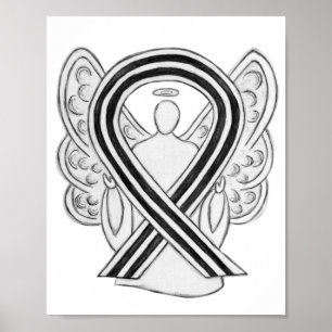 Póster Poster Angel de Cinta de Conciencia Blanco y Negro