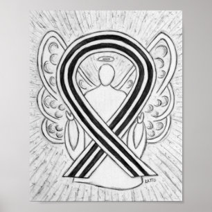 Póster Poster Angel de Cinta de Conciencia Blanco y Negro