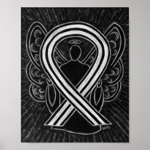 Póster Poster Angel de Cinta de Conciencia en Blanco y Ne