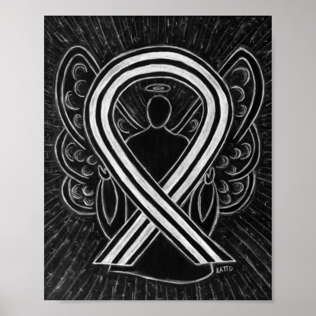 Póster Poster Angel de Cinta de Conciencia en Blanco y Ne (Frente)