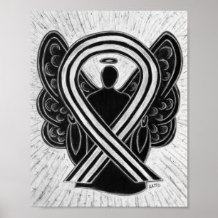 Póster Poster Angel de Cinta de Conciencia en Blanco y Ne