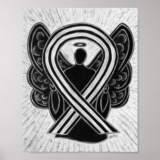 Póster Poster Angel de Cinta de Conciencia en Blanco y Ne (Frente)