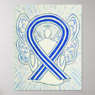 Póster Poster Angel de Cinta de Concienciación ALS azul y