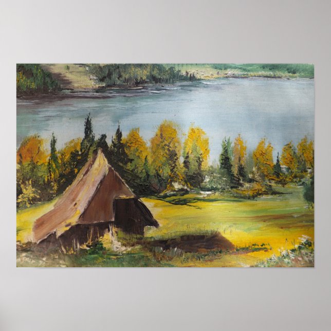 Póster Poster Ann Hayes Pintando Chalet En El Lago (Frente)