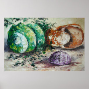 Póster Poster Ann Hayes pintando conchas marinas