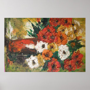 Póster Poster Ann Hayes pintando flores rojas mezcladas