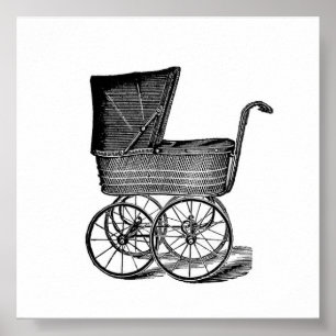 Póster Poster antiguo del carro de bebé