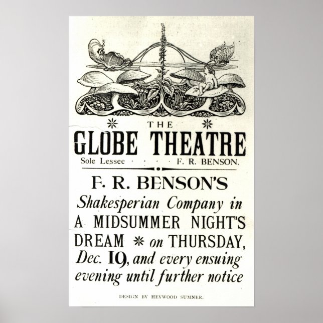 Póster Poster anunciando "El sueño de una noche de verano (Frente)