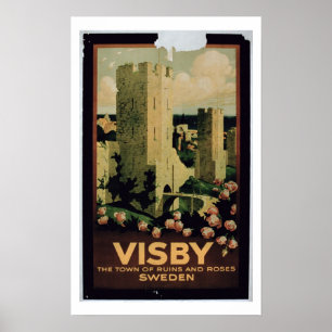 Póster Poster anunciando la ciudad de Visby, Suecia (colo