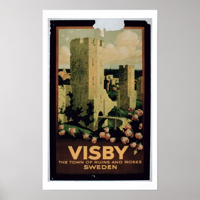 Póster Poster anunciando la ciudad de Visby, Suecia (colo (Frente)