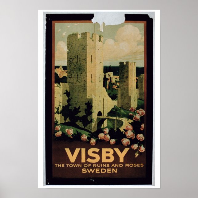 Póster Poster anunciando la ciudad de Visby, Suecia (colo (Frente)