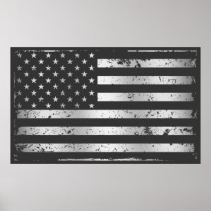 Póster Poster apenado de la bandera americana II