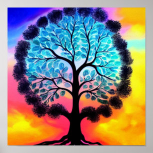 Póster Poster Aqua Pink Tree of Life