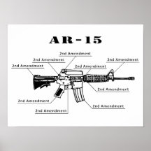 Poster AR-15 blanco y negro divertidos
