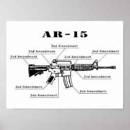 Póster Poster AR-15 blanco y negro divertidos