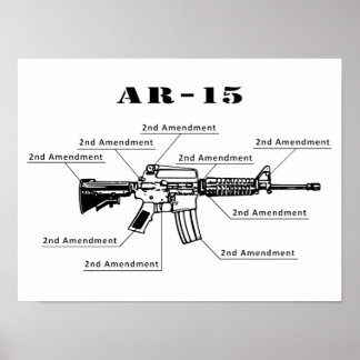 Póster Poster AR-15 blanco y negro divertidos