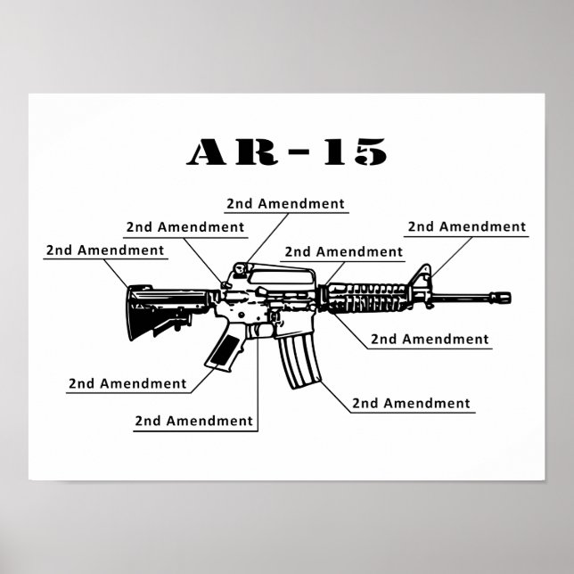 Póster Poster AR-15 blanco y negro divertidos (Frente)