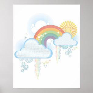 Póster Poster arco iris retro de 16" por 20"