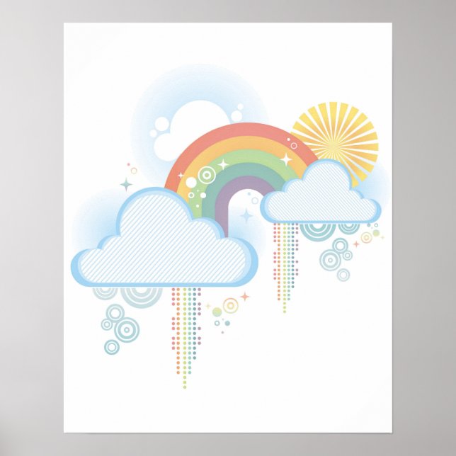 Póster Poster arco iris retro de 16" por 20" (Frente)