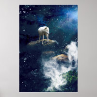 POSTER ARCTIC WOLF MOON STRIDER