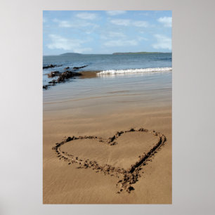 Póster poster arenoso del corazón del amor