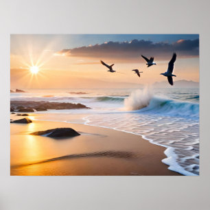 Póster Poster Art Beach Sunset