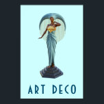 Póster Poster Art Deco<br><div class="desc">Un clásico poster Art Deco de la época del diseño y el estilo fresco. La estatua metalizado es una figura femenina con un gran tocado alto y majestuoso.</div>