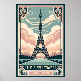 Póster Poster Art Deco de la Torre Eiffel de París 1910
