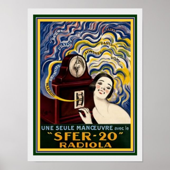 Póster Poster Art Deco francés Radiola 12 x 16 (Frente)