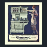 Póster Poster Art Deco Glenwood Stove<br><div class="desc">Un poster de arte deco espléndido anuncia las maravillas de la Glenwood Stove que va a hacer la cocina mucho más fácil. Poster cuenta con una hermosa mujer admirando su nueva y preciosa estufa y mirando con orgullo sus logros culinarios. Nota: ampliar esta imagen puede resultar en una impresión de...</div>