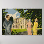 Póster Poster Art Deco Greenway House<br><div class="desc">Este elegante poster inspirado en el Art Deco de Agatha Christie fue pintado a mano en acrílico por Emma Childs inspirada en la novela 'Towards Zero' de Agatha Christie, que presenta a Neville Strange y a su actual y ex esposa en Greenway House en Devon, descrita por Agatha Christie como...</div>