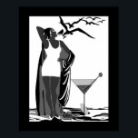 Póster Poster ART DECO LADY Black White Martini<br><div class="desc">Poster ART DECO LADY Black White Martini</div>