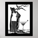 Póster Poster ART DECO LADY Black White Martini<br><div class="desc">Poster ART DECO LADY Black White Martini</div>